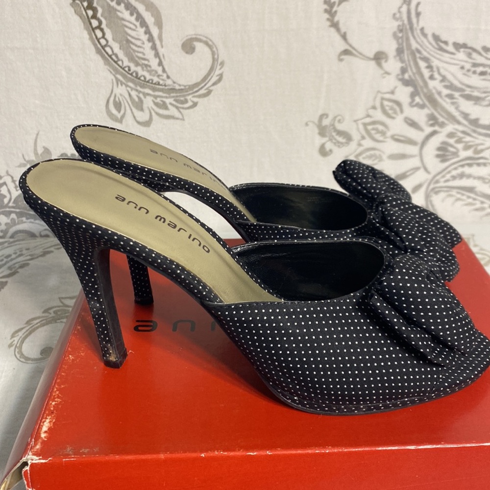Anna Marino backless Black and white polkadot heels size 8 1/2 - Picture 7 of 14